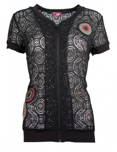veste originale et colorée manches courtes patchs
