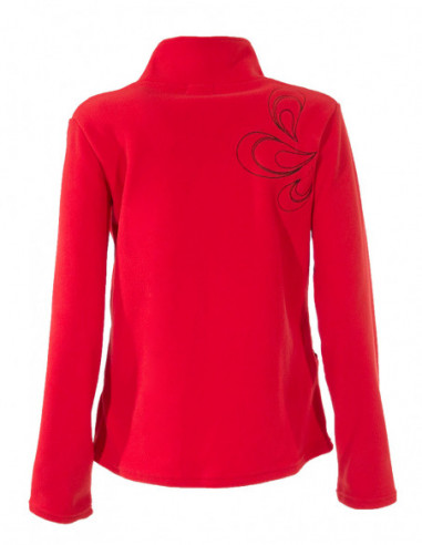 Veste polaire basique unie rouge avec borderies fines florales