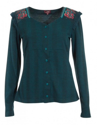Embroidered women's jacket with buttons
