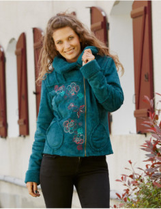 Manteau court féminin chaud et brodé