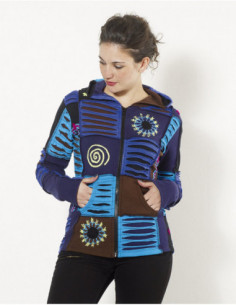 veste patchwork tendance tons bleu