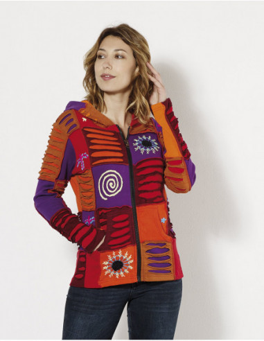 veste patchwork tendance tons orange