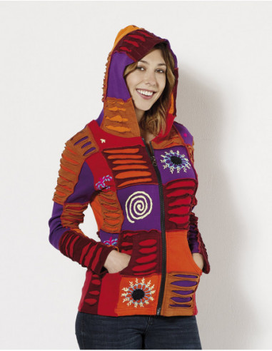 veste patchwork tendance ethnique tons orange