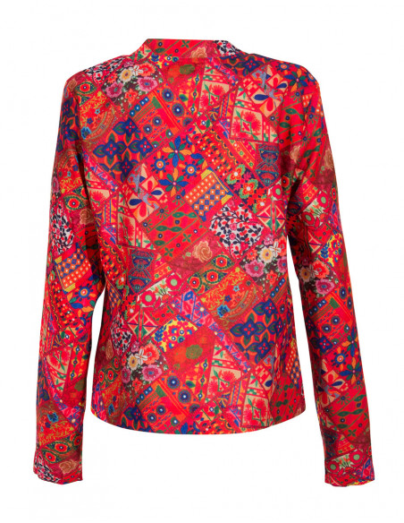 veste zippée et coloorée patchs rouges