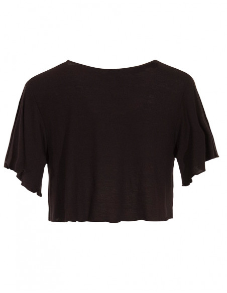 Veste courte crop top à manches courtes type boléro unie noire féminine