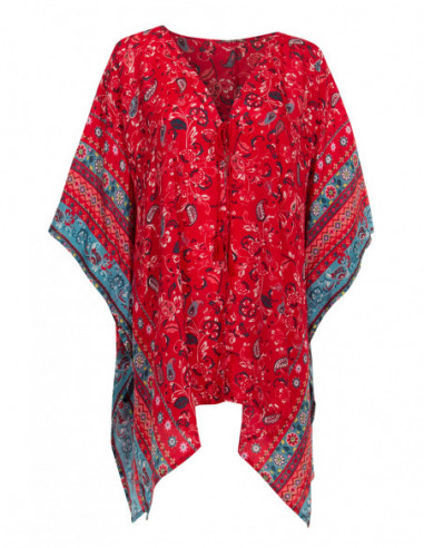 Veste ample d'été à l'imprimé bohème cachemire rouge