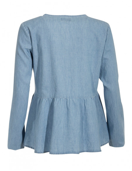 veste en jean avec broderies et dos uni