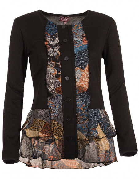 Black vest with bohemian ruffles