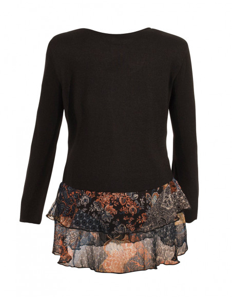 Black vest with bohemian ruffles