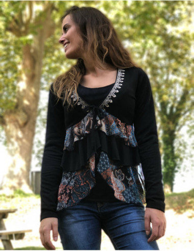 Embroidered Bohemian Ruffle Vest