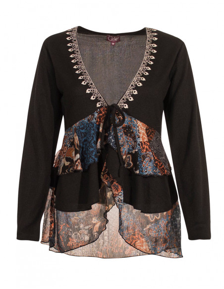 gilet broderie et volants hippie chic