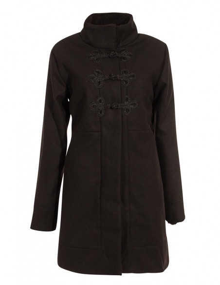 Warm black wool coat for women