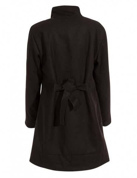 Warm black wool coat for women