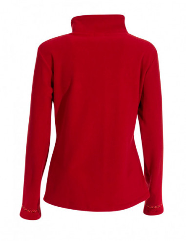Veste polaire rouge brodée de fleurs pour femme