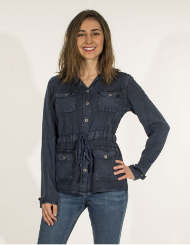 veste jean tendance stone wash viscose