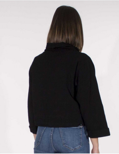 veste noire large et courte portefeuille
unie