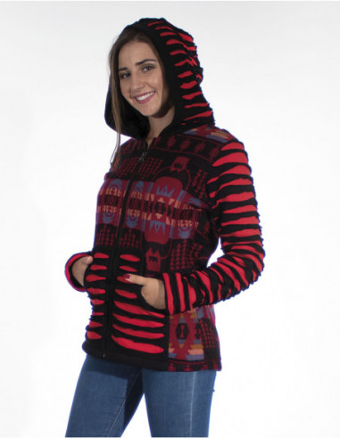 Blouson doublé polaire tendance ethnique