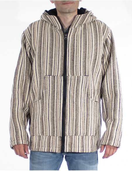 veste à rayures avec capuche en coton pour homme