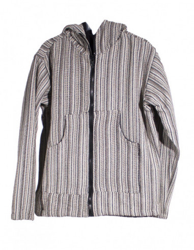 veste homme rayée en coton gris