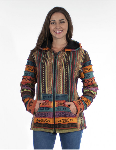 veste à capuche polaire style hippie pour femme