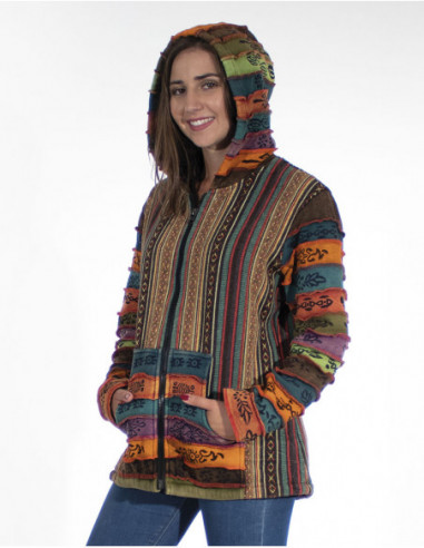 veste à capuche polaire style hippie pour femme originale