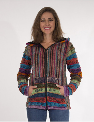 veste à capuche polaire style hippie pour femme avec zip