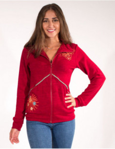 veste ethnique avec broderies couleur bordeaux