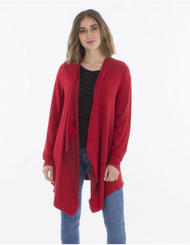 Gilet chaud hiver basique pour femme uni rouge bordeaux