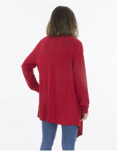 Dos de gilet basique chaud pour l'hiver tissu uni chiné rouge bordeaux