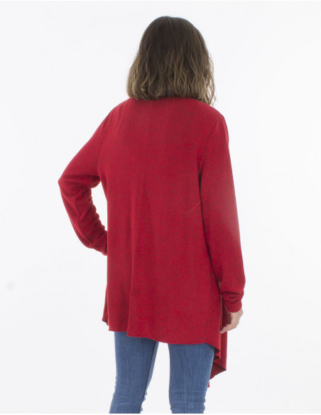 Dos de gilet basique chaud pour l'hiver tissu uni chiné rouge bordeaux