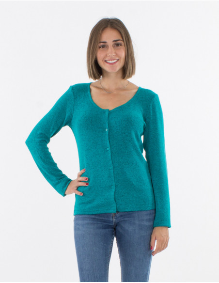 Plain mottled cardigan with buttons