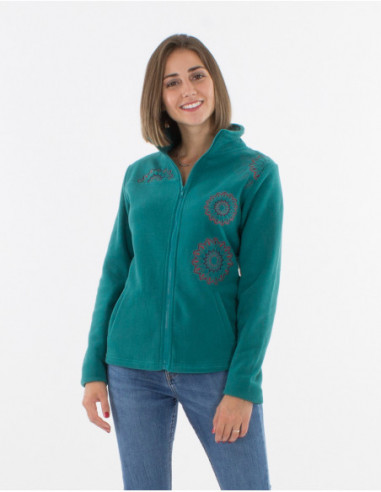 Women's fleece jacket with embroidery