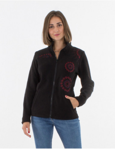 Women's fleece jacket with embroidery