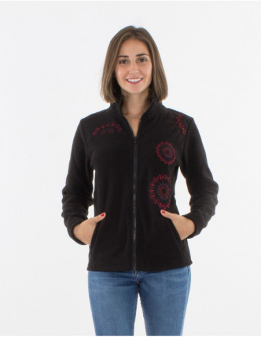Women's fleece jacket with embroidery