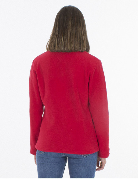 veste hiver rouge matière polaire