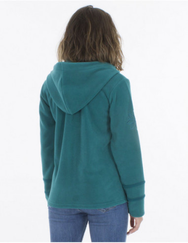 Embroidered fleece jacket with hood