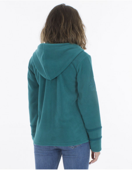Embroidered fleece jacket with hood