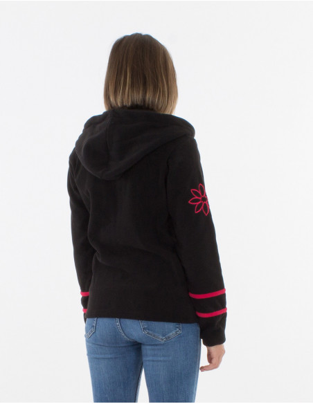 veste polaire ethnique à capuche noire