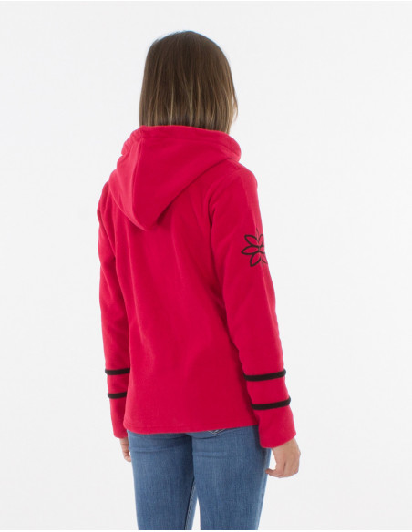 veste polaire ethnique à capuche rouge