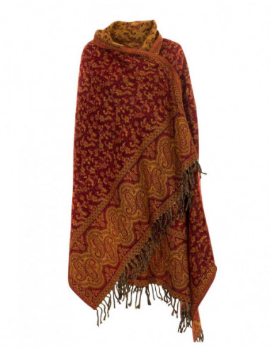 Grand foulard bordeaux d'hiver mode ethnique