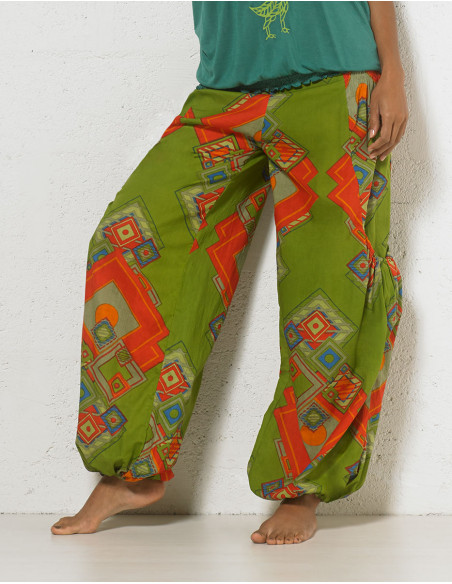 Lady cotton cambric pant printed