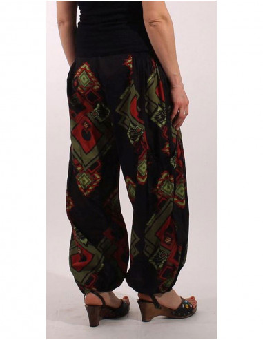 Pantalon Imprimé Losanges Grandes Poches