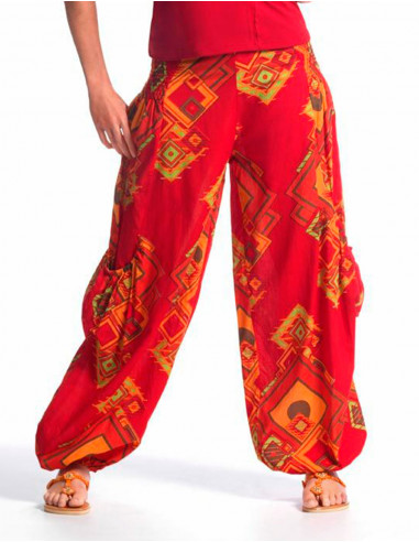 Lady cotton cambric pant printed