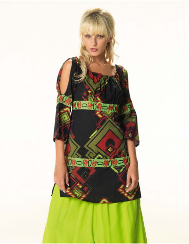 Cotton lady tunic printed WARNING - This