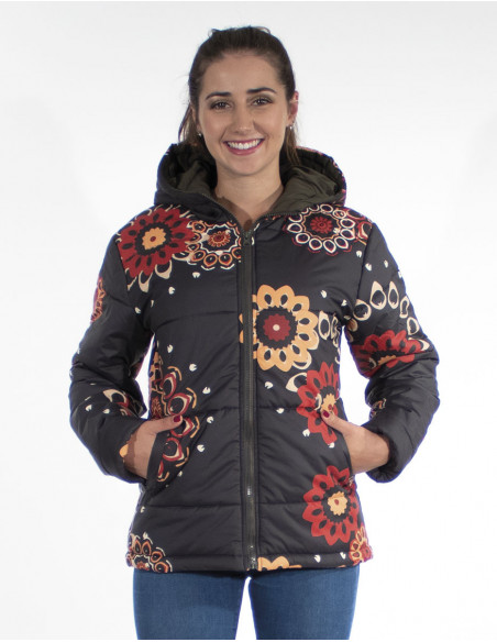 Doudoune noir courte avec capuche originale femme