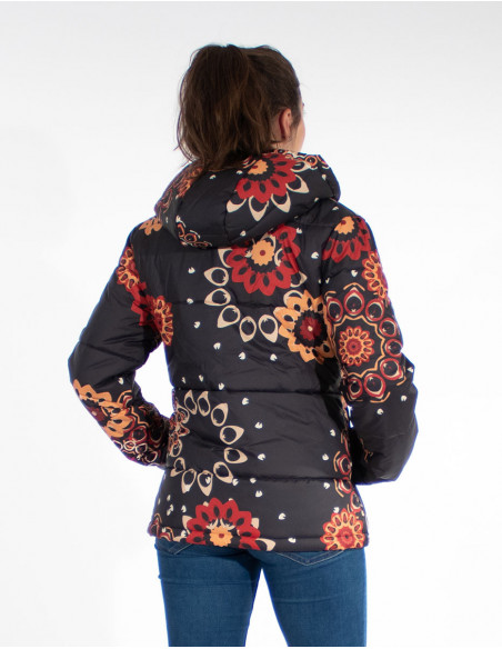 Doudoune femme capuche imprim original