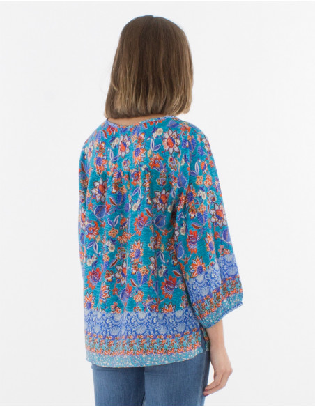 Bohemian blouse with 3/4 sleeves