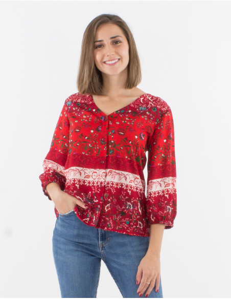 Romantic floral patchwork shirt