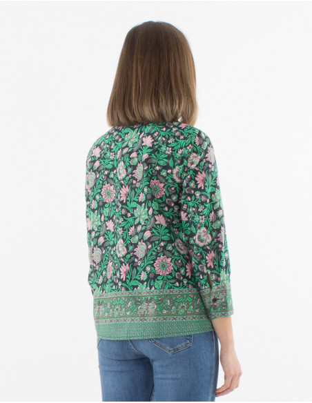 Floral bohemian pleated shirt