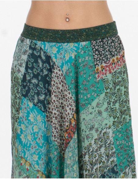 Long skirt in patchwork muslin